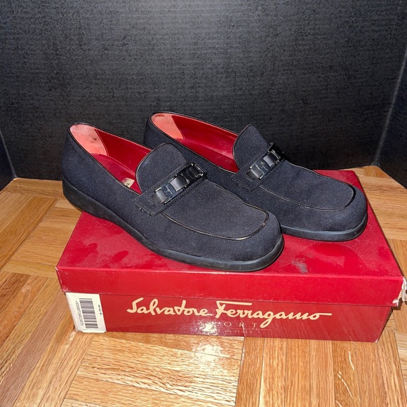 Salvatore Ferragamo Nero Fabric Black Calf flat - Picture 1 of 7